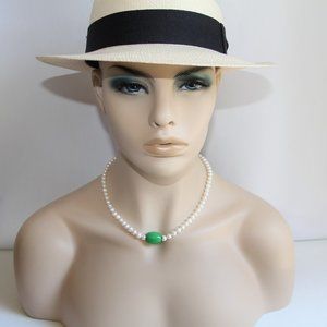 Sterling Silver Pearl and Chalcedony Necklace